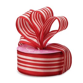 1 1/2" X 20 Yards Red/White Multi Lines Ribbon