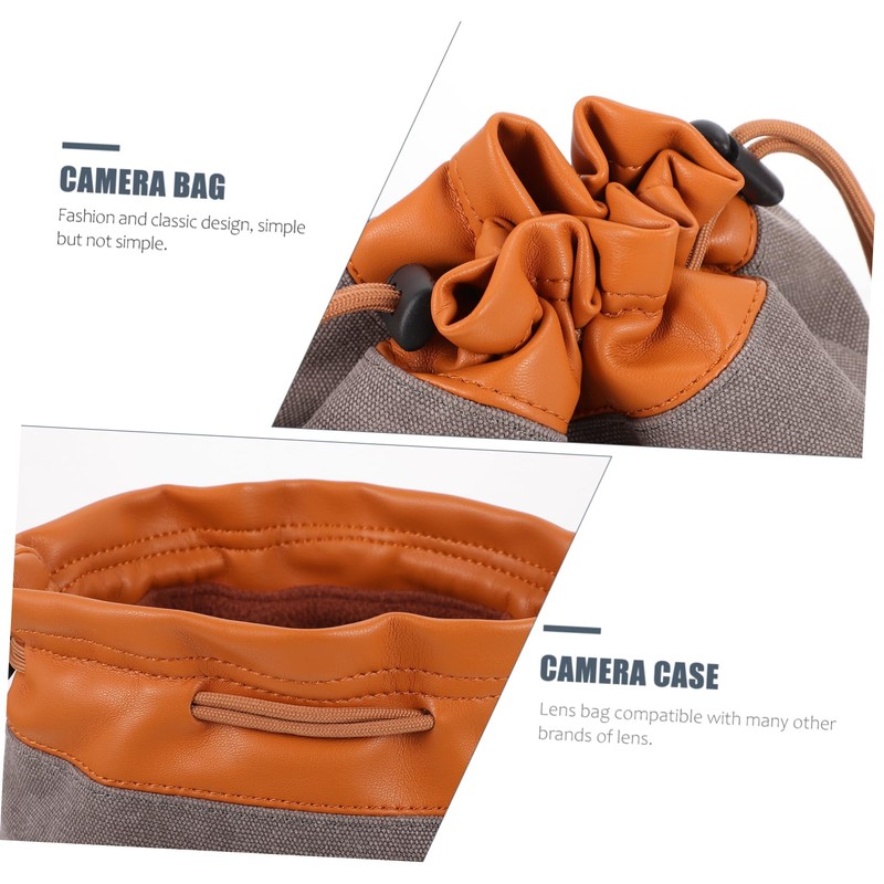 CIYODO 1Pc Portable Camera Lens Storage Bag Grey Medium Organizer