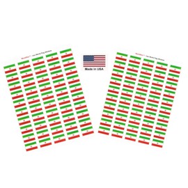 100 Iran Flag Stickers, Two Sheets of 50, 1.5" x 1" Made in America Self Adhesive Country Flag Scrapbook Stickers, Two Sheets of 50, 100 Sticker Decal Flags