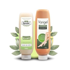 Kit Relax para Estrés y Cansancio - Quidol Stress y Varigel - Fórmulas Relajantes para Nuca, Cuello y Piernas
