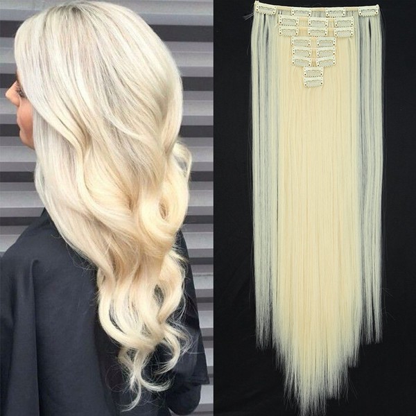 Tess Clip-In Hair Extensions, Like Real Hair, Synthetic Hair Hairpiece, 8 Wefts, 18 Clips, Hair Extensions, Straight
