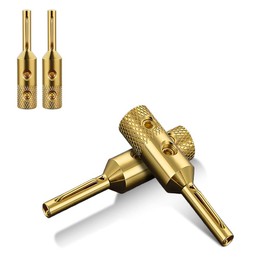 Tertullus 4 pieces high-end plug, pure copper, gold-plated banana plug, hifi speaker cable plug, screwable for speaker cables up to 5 mm