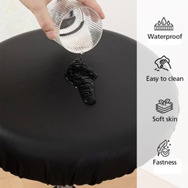 DONGKER Hocker Bezug Rund, 4 Stück PU-Leder Hockerbezug, Durchmesser 30-36cm, Dehnbar Knitterfrei Hocker Rundbezug für den bezug für Barhocker Rund