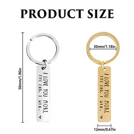 ZEACCT 2 Pieces Couple Keychains I Love You More The End I Win Keyring Suitable for Christmas, Anniversary, Birthday, Valentine's Day (Silver+Gold), 1