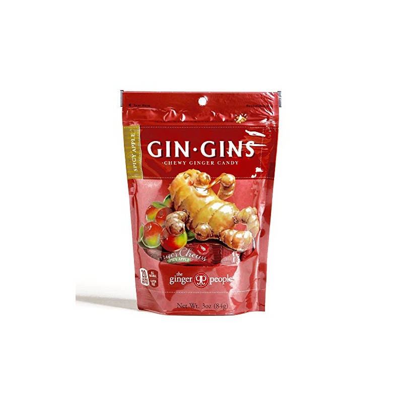 Gin Gins Spicy Apple Chewy Ginger Candy 3 oz each