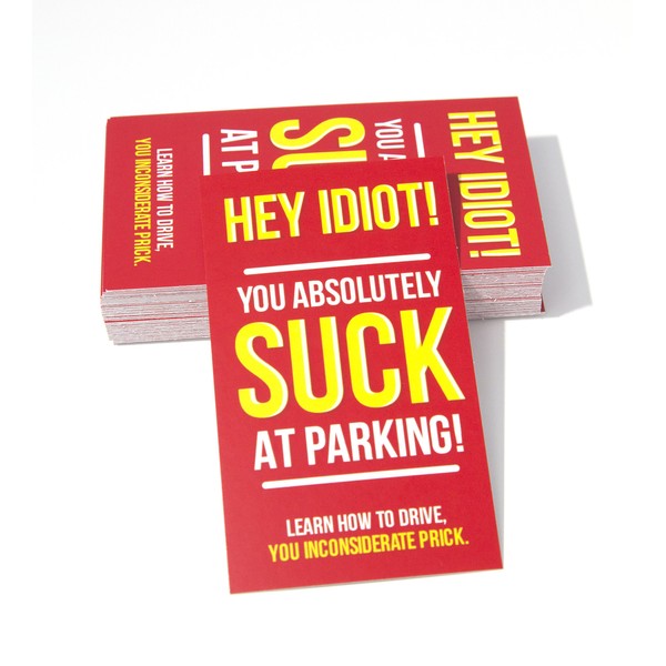 You Suck at Parking Cards, Pack of 50, Color, Prank Cards, Jokes (Red)