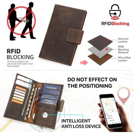 Contacts - Soporte para pasaporte familiar de piel de grano completo para 4 Airtag, portafolios para pasaporte con bloqueo RFID, funda para pasaporte de viaje con 4 ranuras para pasaporte, 6 ranuras