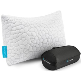 SUPA MODERN Cooling Bed Pillows for Sleeping 1 Pack Small Shredded Memory Foam Pillow Camping Travel Pillow - Compressible Medium Firm, Breathable Cover, ldeal Backpacking Hiking, Airplane and Car