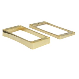 Pair of curved top guitar humbucker pickup surround plate rings in gold