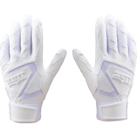 ZETT BG19202HS Batting Gloves, Impact Zet, Batting Gloves, Ambidextrous, For High School Students, White (1100), M