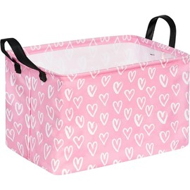 Rectangular Valentines Basket Pink Love Storage Bin Collapsible Heart  Hamper Valentine's Gift Baskets Empty for  Women  Box Shelf Basket Room Decor