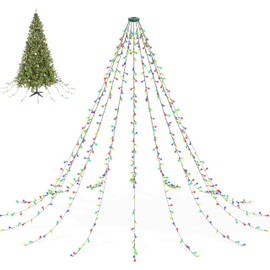 ANEEWAY Christmas Tree Lighting with Ring 3 m, 480 LEDs Christmas Tree Fairy Lights with 16 Strands Christmas Tree Fairy Lights Memory Function Christmas Lighting Light Net for 2.5 m - 3.4 m Tree,