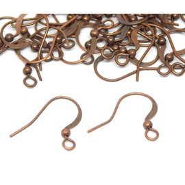 25 Pairs of Earrings, Ear Hooks, Fish Hooks, Ear Feathers with Ball, 15 mm, Pack of 50 Earring Hooks for Jewellery Making, Crafts, Jewellery (Copper)