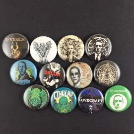 HP Lovecraft 1" Button Pin Lot Classic Fiction Writer Cthulu Dagon Necronomicon