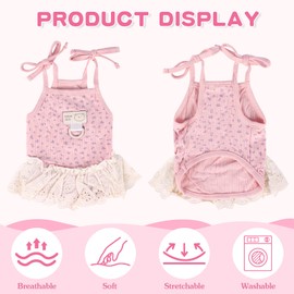Yaopelky Dog Summer Clothes for Small Medium Dogs Cat Daisy Flower Cute Pet Dress with D-Ring Sleeveless Puppy Outfits Doggy Shirt for Shih Tzu Yorkie Chihuahua Colthe (Pink, XL(4.2-6kg))