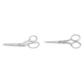 Gingher Dressmaker's Fabric Scissors - 8" Stainless Steel Shears - Sharp Knife Edge Fabric Scissors with Protective Sheath & Gingher Appliqué Scissors - 6" Paddle-Shaped Scissors