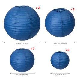 LIHAO Paper Lanterns 10 PCS Blue Round Paper Lanterns Hanging Paper Lanterns Lamp Shade for Christmas, Wedding, Birthday, Party Decoration - (6''/8''/10''/12'')