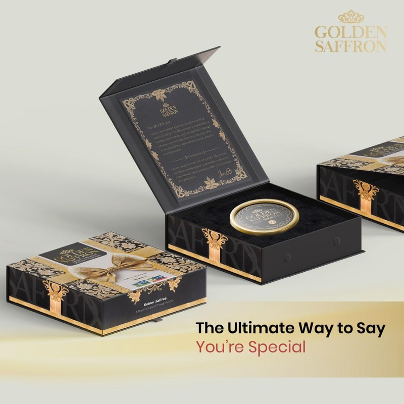 Golden Saffron Luxtury Gift Box, Premium All Red Saffron Threads,