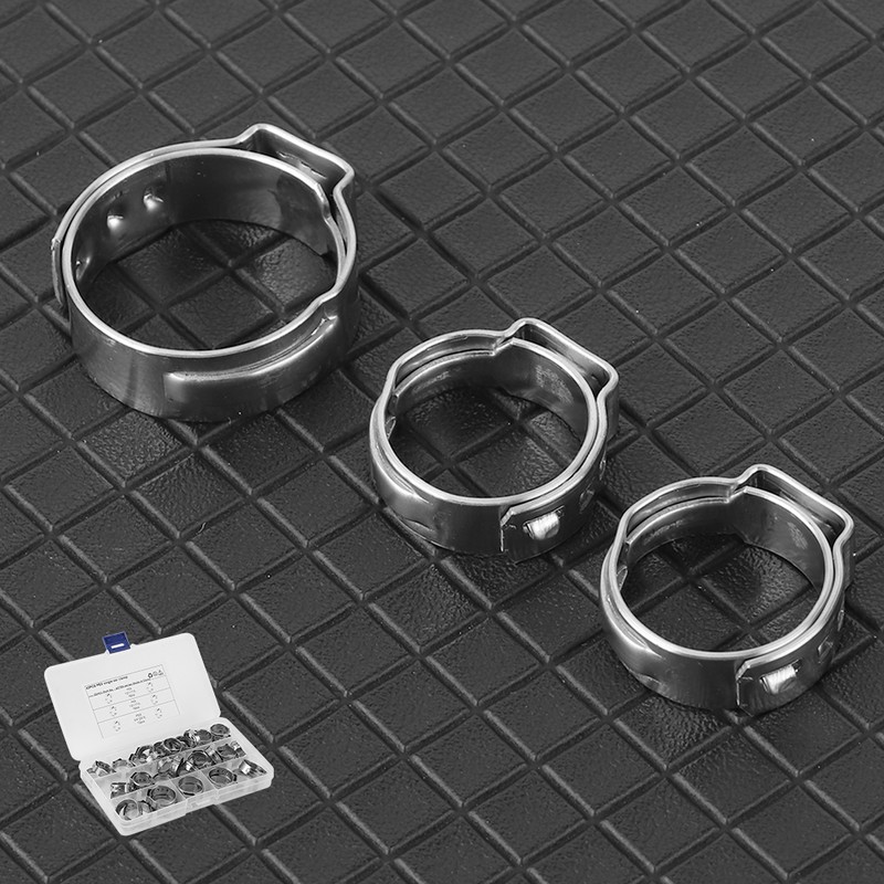 42pcs Stainless Steel Cinch Clamps Rings Single Ear 1/2in 3/4in
