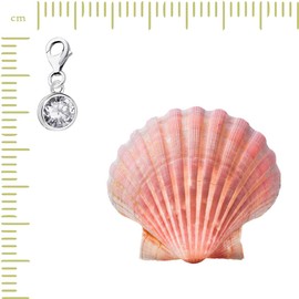 Quiges Charms Pendant Crystal White Round Cubic Zirconia Silver-Plated Women's Jewellery for Charm Bracelet, Crystal, Cubic Zirconia