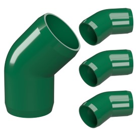 FORMUFIT 1-1/4” 45 Degree Furniture Grade PVC Fitting in Green, Made in USA, UV-Resistant, Impact-Proof, 1.660” Actual Socket Diameter (Pack of 4) - F11445E-GR-4