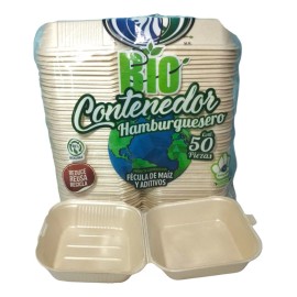 Reyma Contenedor P/hamburguesas Biodegradable Desechable 50 Pz