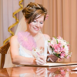 Vijiv Ostrich Feather Pen Quill Ballpoint Pen, Refillable Wedding Pens for Guest Book Signing, Luxury Nikah Fancy Pens for 1920s Great Gatsby Accessories Party Favor Supplies Pink