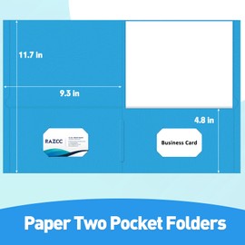Two Pocket Folders, RAZCC 125 Pack File Folders with Pockets Fit Letter Size Paper, Thick Paper File Folder for School Office Business Home, Assorted 5 Colors