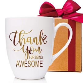 MNEDLAD Thank You Gifts for Being Awesome Gifts, Gold Foil Design Inspirational Thank You Gifts for Women Men, Appreciation Mug Gift for Christmas Birthday Anniversary Thanksgiving Festival