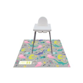 Tiddlers & Nippers Large 130cm x 130cm Reusable Splash Splat Mat | Waterproof, Machine Washable, Anti-Slip | for Meal Times Under High Chair, Picnics, Crafts, Play Mat, Table Cloth (Dinky Dinos)