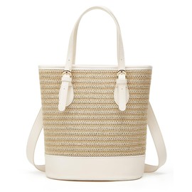 Straw Clutch Bag Cute Summer Beach Bags For Women Rattan Purses Straw Handbags Small Bucket Bag Travel Crossbody Purse 2025, White-large, Straw Bag
