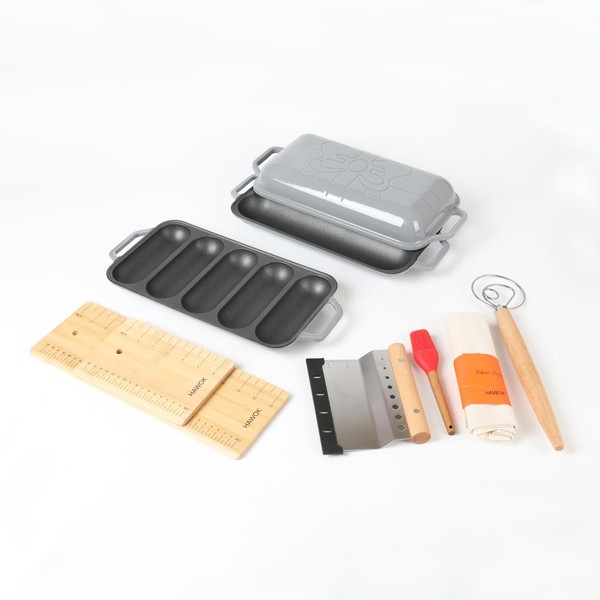 HAWOK Enameled Cast Iron French Baguette Baker, Hot Dog Bake