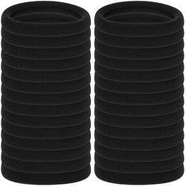 ACEmedia50 Pcs Thick Black Hair Ties Large Elastics Bulk Hair Ties Stretch Hair Bands Ponytail Holders for Thick Heavy and Curly Hair