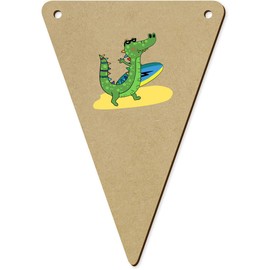 5 x 140mm 'Surfing Croc' Wooden Bunting Flags (BN00083237)