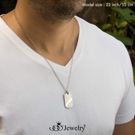 555Jewelry - Colgante de Acero Inoxidable con Cadena de 4 mm para Hombre Plateado