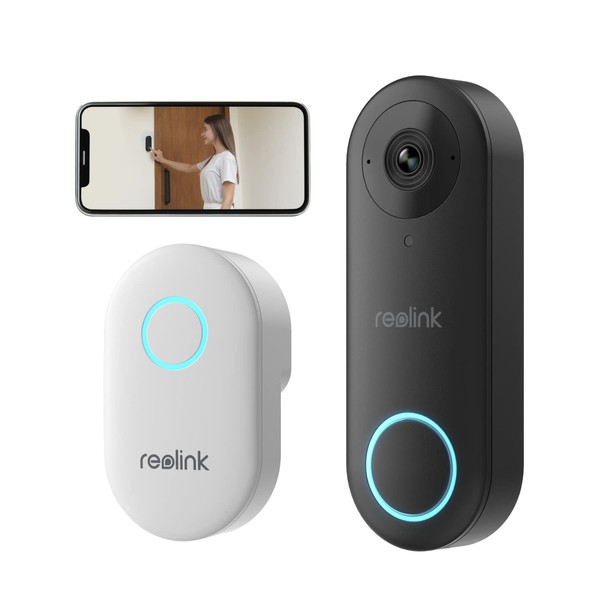 Reolink Video Doorbell Camera Wired 2K WiFi with Chime, Smart Security Door Bell, 5MP HD Night Vision, Human Detection App Alert, 180° Wide Angle, 2.4/5GHz, 2 Way Talk, Waterproof, Video Doorbell WiFi