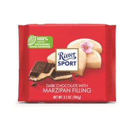 Ritter Sport Chocolate Bars with Nuts (Dark Chocolate with Marzipan, 3.5 Ounce (Pack of 12)