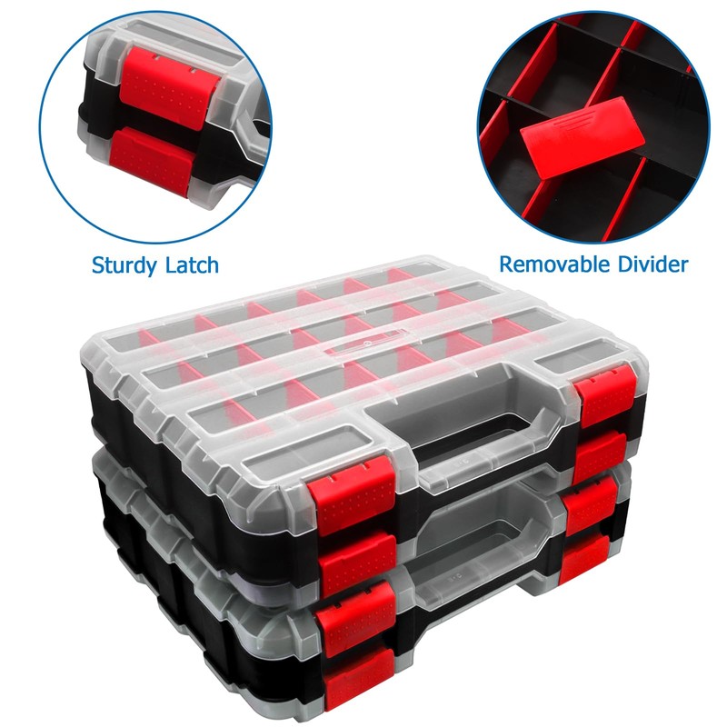 Double Side Tool Box Organizer, Hardware Storage Box, Portable Small