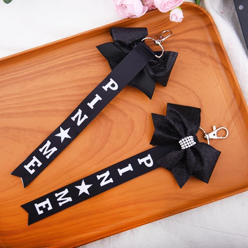 Bling Cheer Bow Keychain Accessories for Cheerleader Women Toddlers Black