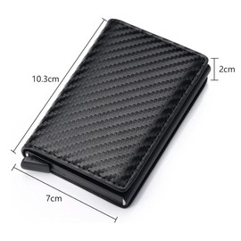 Carteras para Hombre, Tarjetero de Cuero, RFID Bloqueo Antirrobo Tarjetero para Caballero Plegable, con Bolsillo, para Efectivo, Billetes Y Tarjetas De Visita, Regalos para Hombre（Negro）