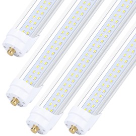 BSK.BESTKA (12-Pack),T8/T10/T12 8FT LED Tube Light, Single Pin FA8 Base, 100W 6000LM 15000K Cold White, 180 Degree Flat Shaped LED Fluorescent Bulb (250W Equiv.), Clear Cover, Dual-Ended Power