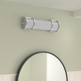 ASD LED 18" Vanity Flush Mount Light Fixture, Linear Bathroom Lighting Bar | 3CCT, Dimmable, Energy Star, ETL Listed | 20W 1650LM 3000-5000K 120V | Long Tube Bath Wall Sconce Over Mirror | Nickel