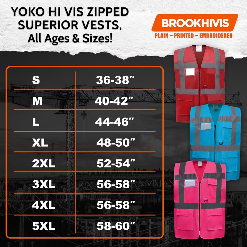 Photographer Superior Zipped Hi Vis Vest High Visibility Safety Waistcoat