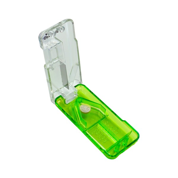 EZY DOSE Pill Cutter and Splitter with Dispenser, Cuts Pills, Vitamins, Tablets, Stainless Steel Blade, Travel Sized, Green