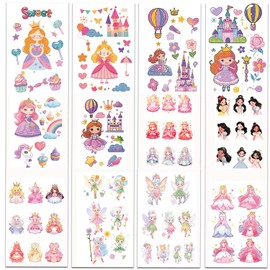 Palumma 12PCS Temporary Tattoo Stickers Set Fun Themed Body Art for Parties Costumes Creative Play Safe Waterproof Fake Tattoos for Dress Up Decoration butterfly (princess)