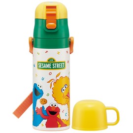 Skater SKDC4-A Children's Stainless Steel Water Bottle, 2-Way Direct Drinking, 16.5 fl oz (470 ml), Cup Drinking 15.2 fl oz (430 ml), Sesame Street, Kid-friendly Lightweight Type, For Girls, Boys, Hot