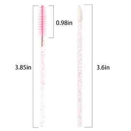 myaokue-up Paquete de 200 Pinceles Desechables de Cristal para Rímel Y Labios, Aplicador de Lápiz Labial, Brillo Labial, Tatuaje de Cejas, Extensiones de Pestañas (Rosa)