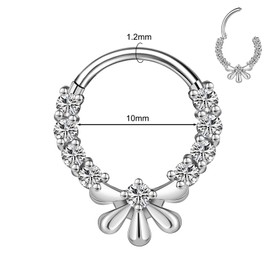 BodyAce 16G Nose Rings Septum Hoops, High Crafted Helix Hoop Daith Earrings for Women Men, Stainless Steel Conch Clickers Lip Piercing Labret Rings [Flower;Hoop:8mm]