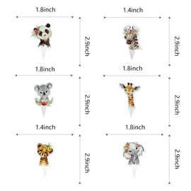Fenghu 48 Pcs Wild One Cupcake Toppers Floral Jungle Safari Animals Two Wild Birthday Party Decorations for Girl