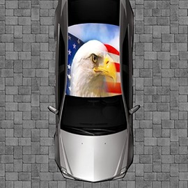 Sign Factory R42 Eagle American Flag Roof Wrap - Decal Decals Wraps Vinyl Wraps Art Poster Image Carbon Hood Car Truck Fiber Hood